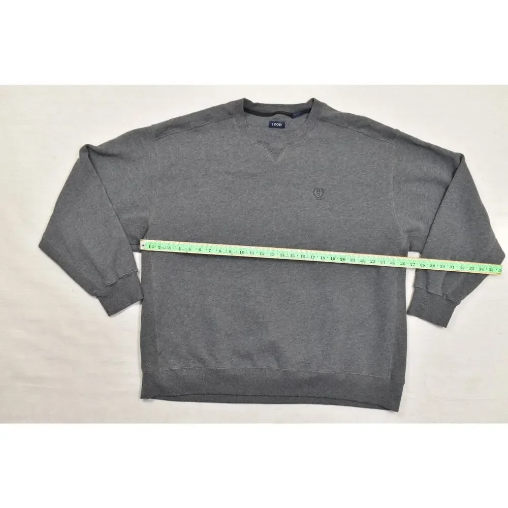 IZOD Men's 3XLT Gray Crewneck Sweatshirt Pullover Embroidered Logo Tall Fit